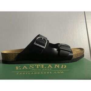 Eastland Cambridge Sandals Mens Size 11 Black Two Strap Slide Cork Footbed
